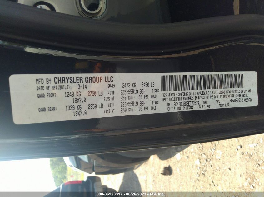 2014 DODGE JOURNEY SXT - 3C4PDCBG8ET235741