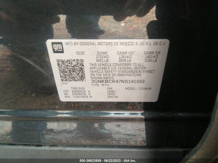 2022 CHEVROLET BLAZER LT - 3GNKBCR47NS141553