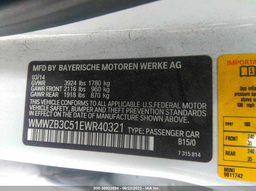 2014 MINI COOPER COUNTRYMAN - WMWZB3C51EWR40321