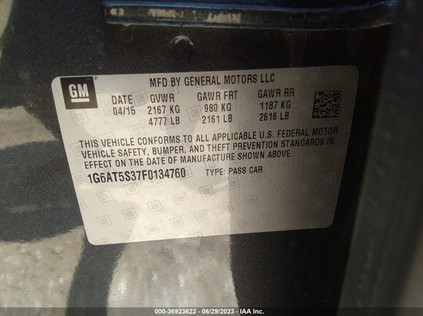 2015 CADILLAC CTS SEDAN PREMIUM RWD - 1G6AT5S37F0134760