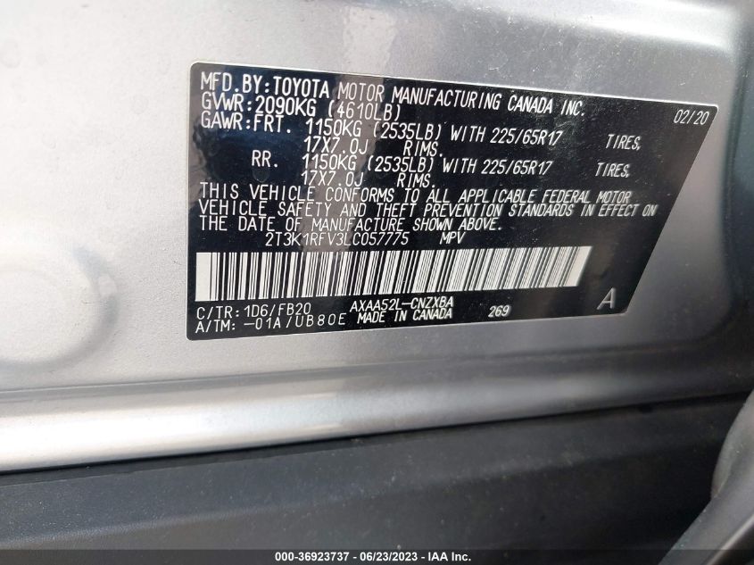 2020 TOYOTA RAV4 LE - 2T3K1RFV3LC057775