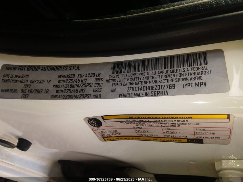 2014 FIAT 500L LOUNGE - ZFBCFACH0EZ012769