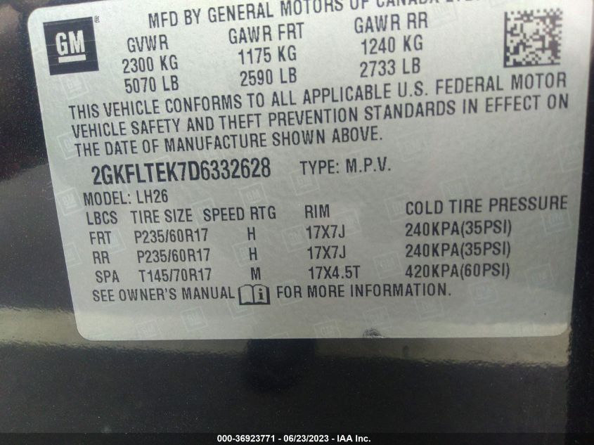 2013 GMC TERRAIN SLE - 2GKFLTEK7D6332628