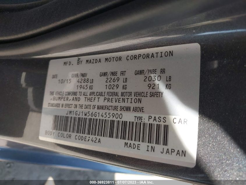2016 MAZDA MAZDA6 I GRAND TOURING - JM1GJ1W56G1455900