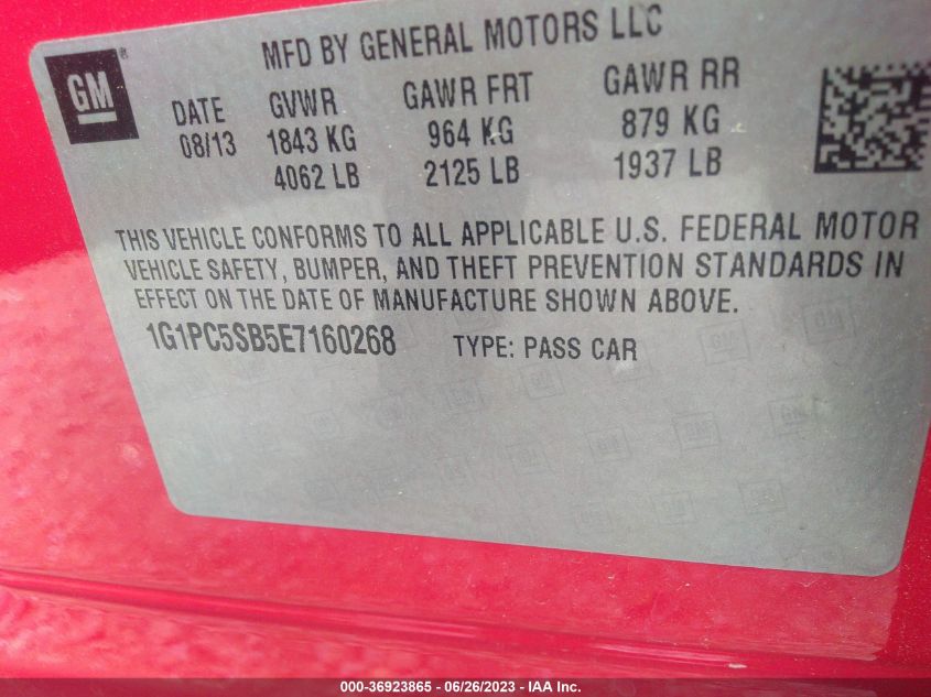 2014 CHEVROLET CRUZE 1LT - 1G1PC5SB5E7160268