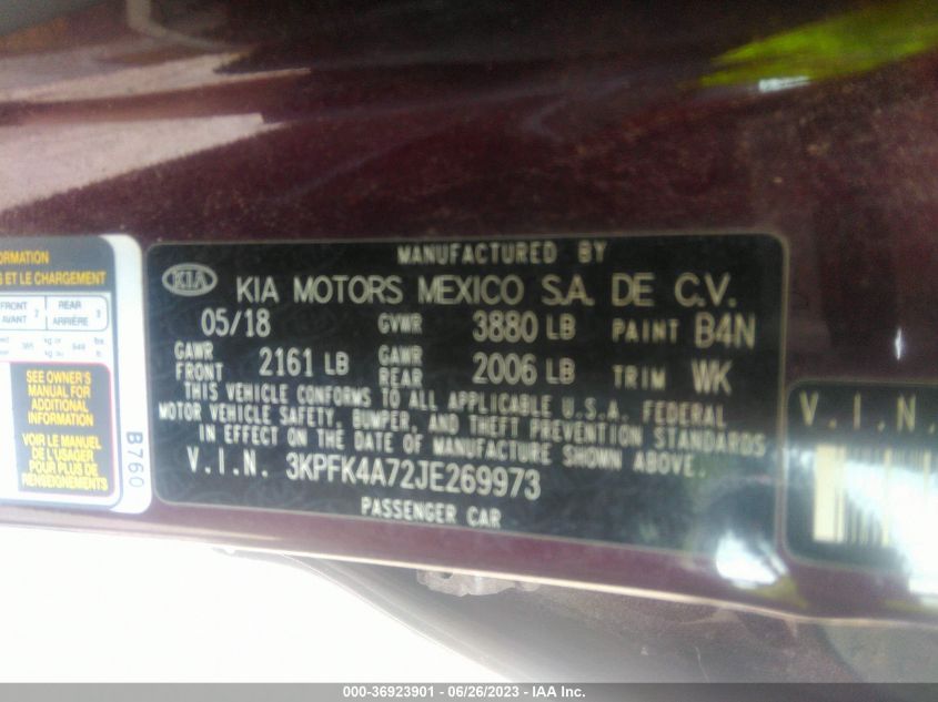 2018 KIA FORTE LX - 3KPFK4A72JE269973