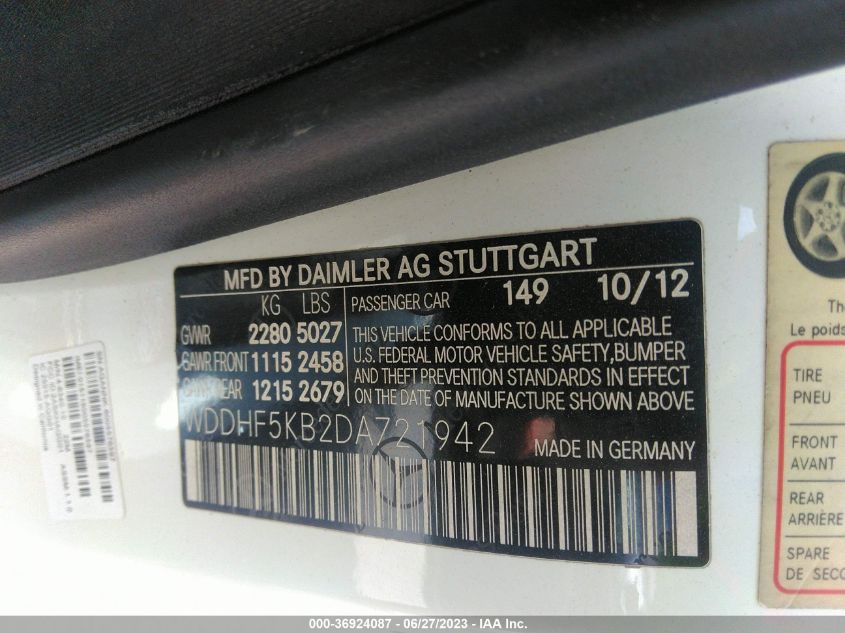 2013 MERCEDES-BENZ E-CLASS E 350 - WDDHF5KB2DA721942