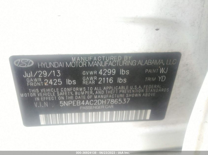 2013 HYUNDAI SONATA GLS - 5NPEB4AC2DH786537