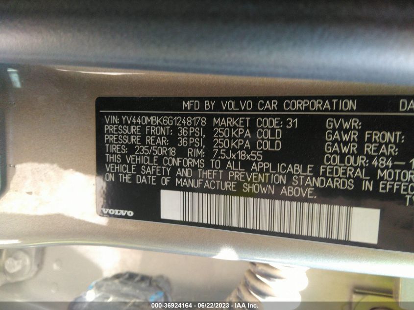 2016 VOLVO XC70 T5 DRIVE-E PREMIER - YV440MBK6G1248178