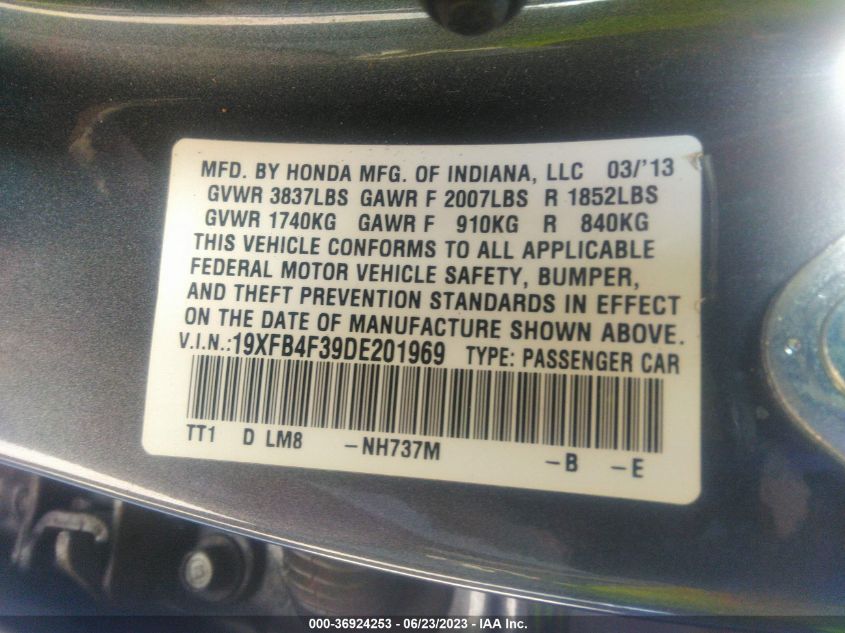 2013 HONDA CIVIC HYBRID 19XFB4F39DE201969