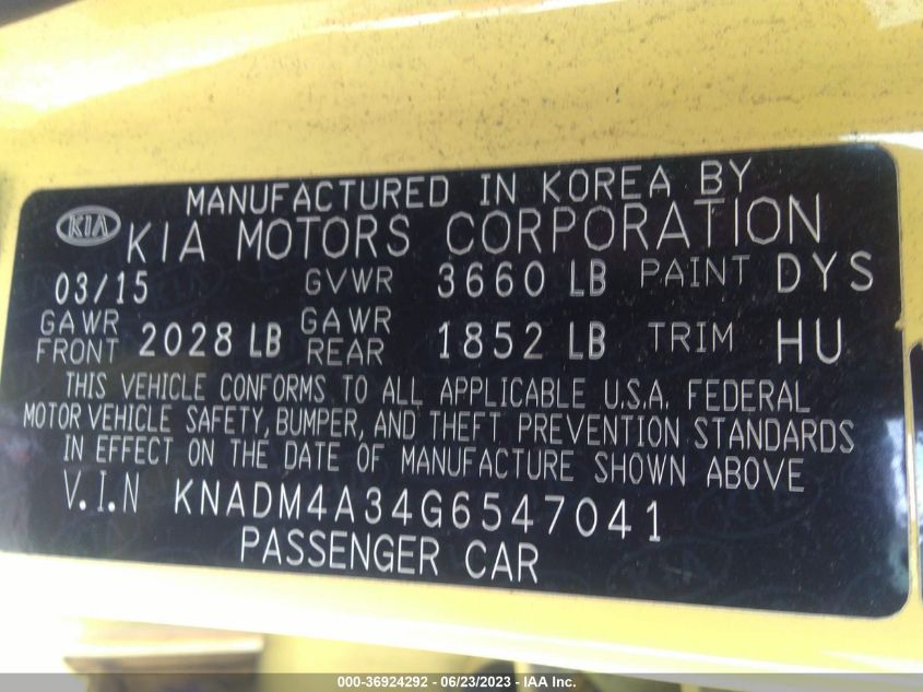 2016 KIA RIO LX - KNADM4A34G6547041