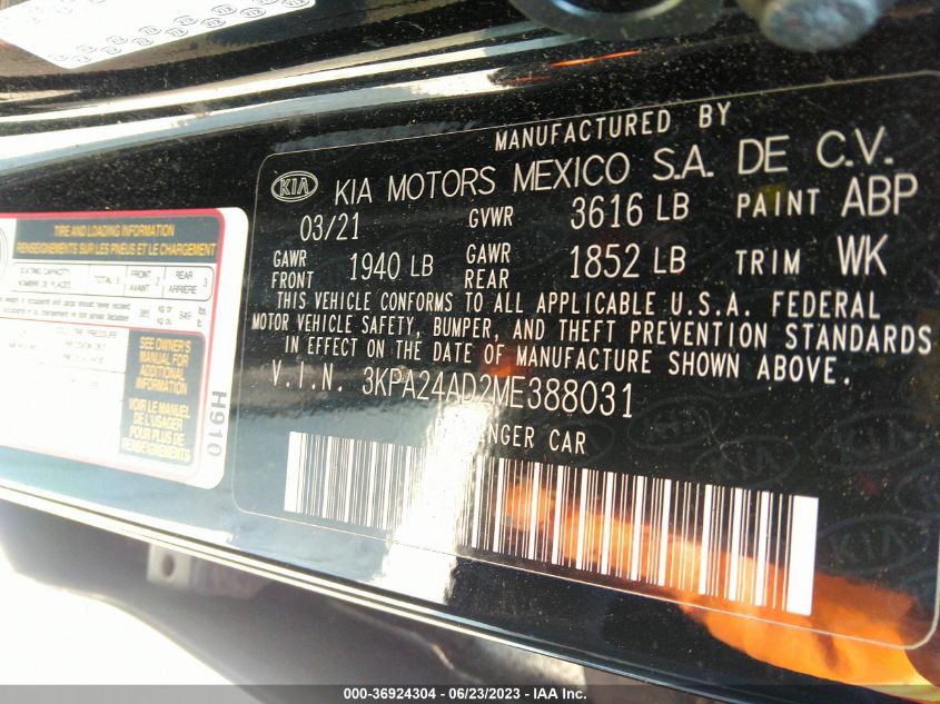 2021 KIA RIO S - 3KPA24AD2ME388031