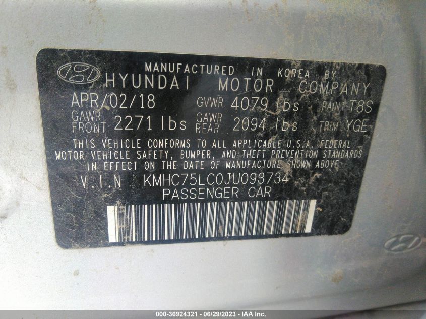 2018 HYUNDAI IONIQ HYBRID SEL - KMHC75LC0JU093734