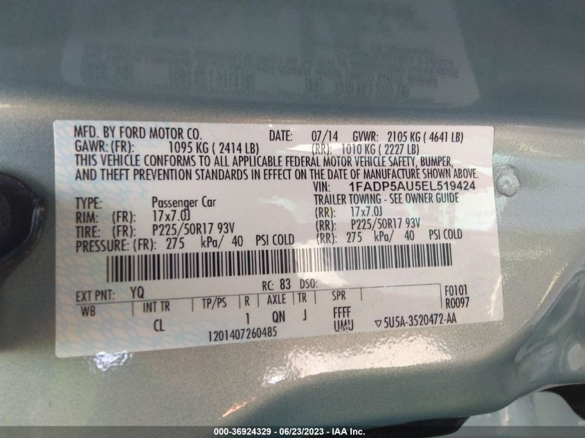 2014 FORD C-MAX HYBRID SE - 1FADP5AU5EL519424