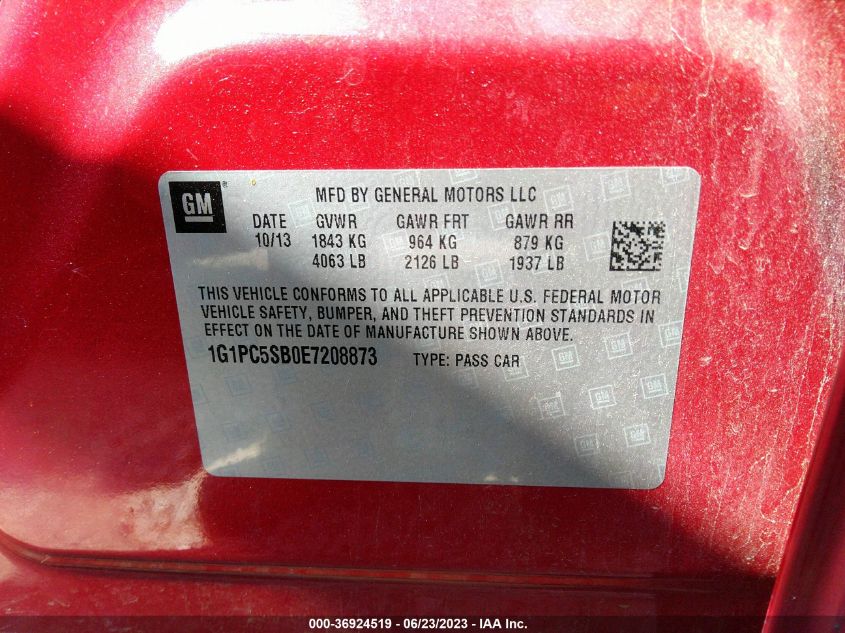 2014 CHEVROLET CRUZE LT - 1G1PC5SB0E7208873