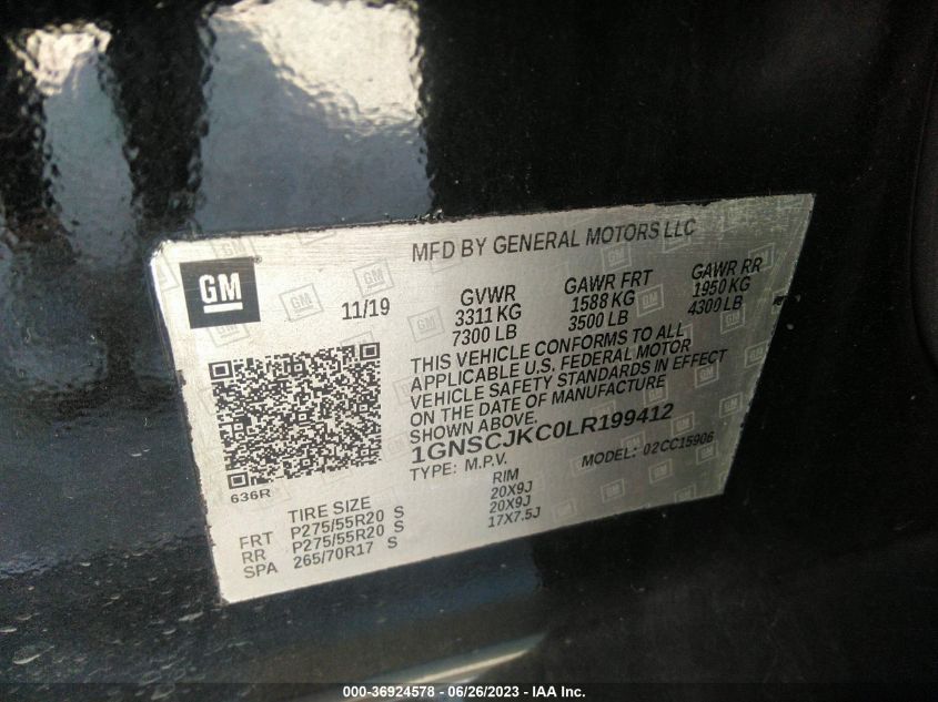 2020 CHEVROLET SUBURBAN C1500 PREMIER - 1GNSCJKC0LR199412