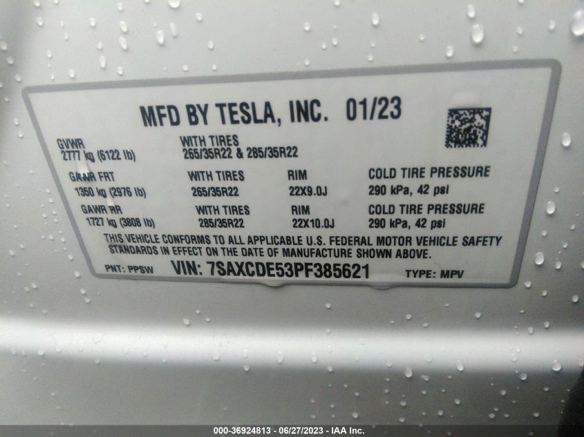 2023 TESLA MODEL X - 7SAXCDE53PF385621