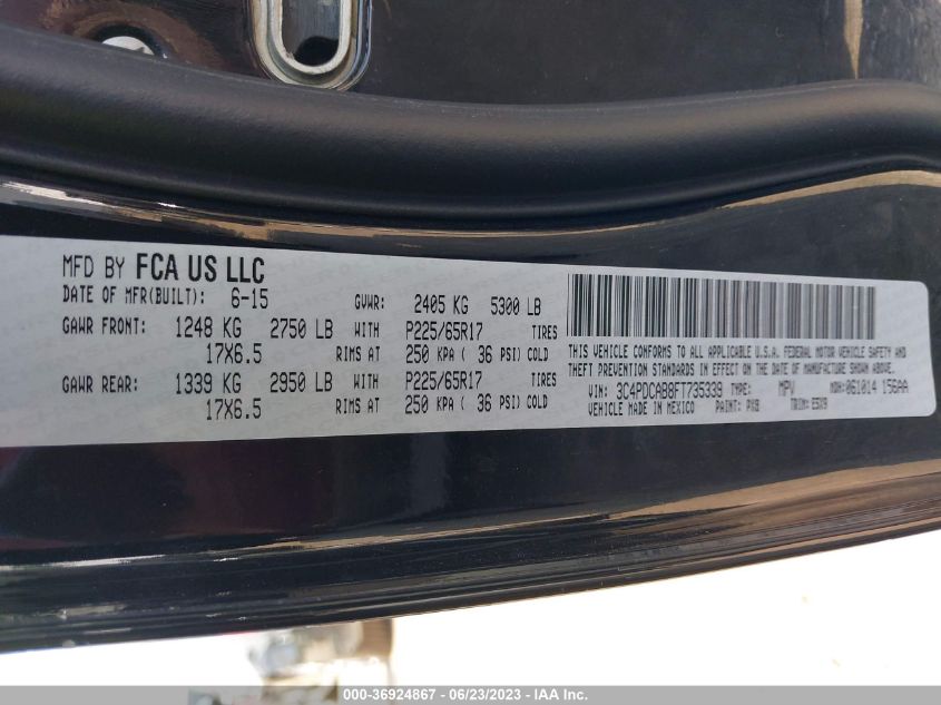 2015 DODGE JOURNEY AMERICAN VALUE PKG - 3C4PDCAB8FT735339