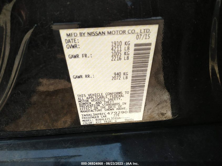 2015 NISSAN ALTIMA 2.5 S - 1N4AL3AP8FC479290