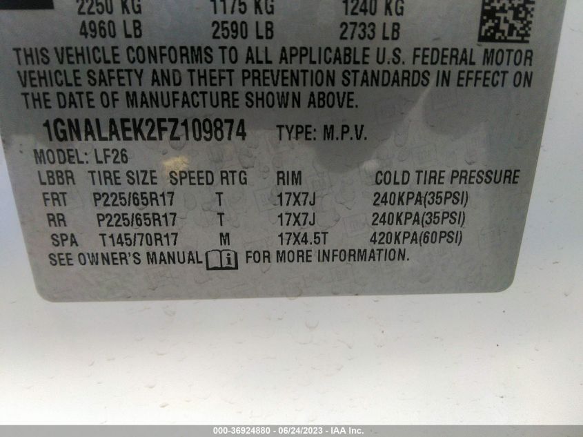 2015 CHEVROLET EQUINOX LS - 1GNALAEK2FZ109874
