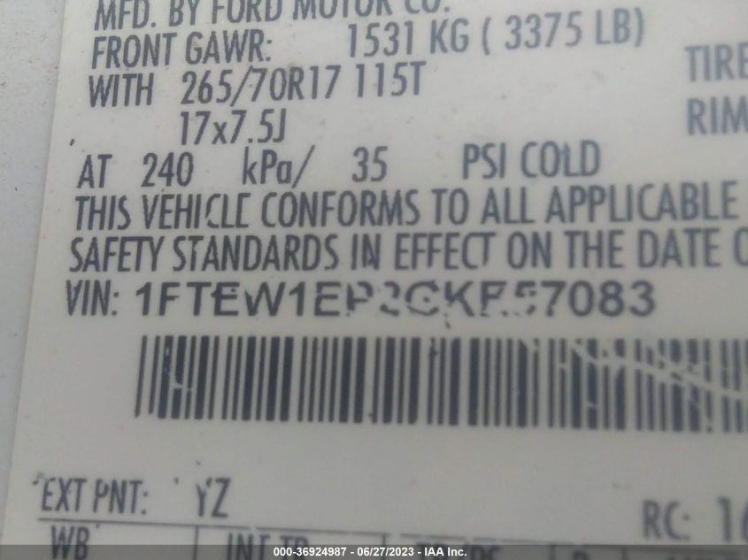 2016 FORD F-150 XLT/XL/LARIAT - 1FTEW1EP2GKE57083