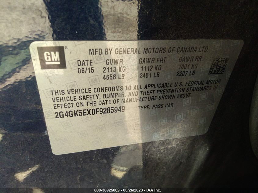 2015 BUICK REGAL - 2G4GK5EX0F9285949