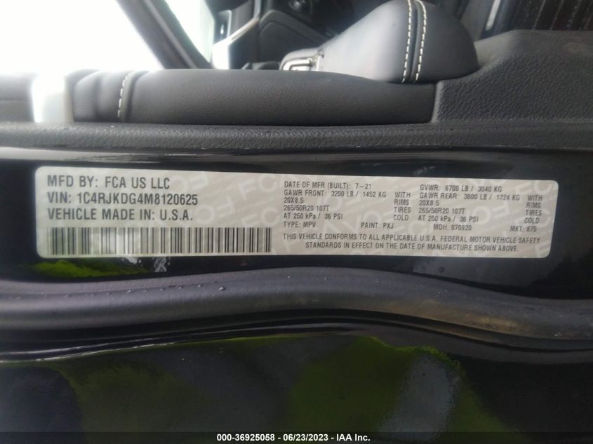 2021 JEEP GRAND CHEROKEE L OVERLAND - 1C4RJKDG4M8120625