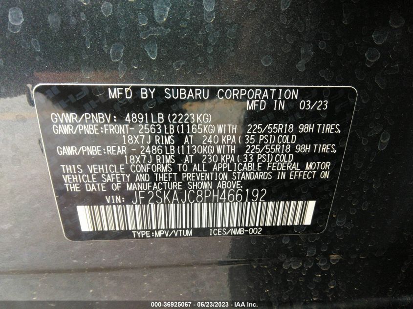 2023 SUBARU FORESTER SPORT - JF2SKAJC8PH466192