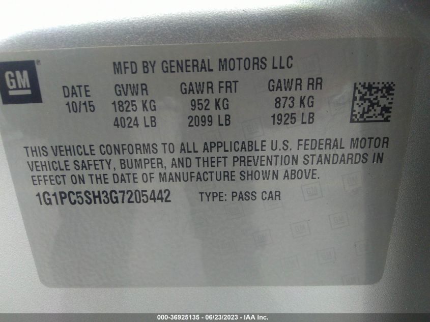 2016 CHEVROLET CRUZE LIMITED LS - 1G1PC5SH3G7205442