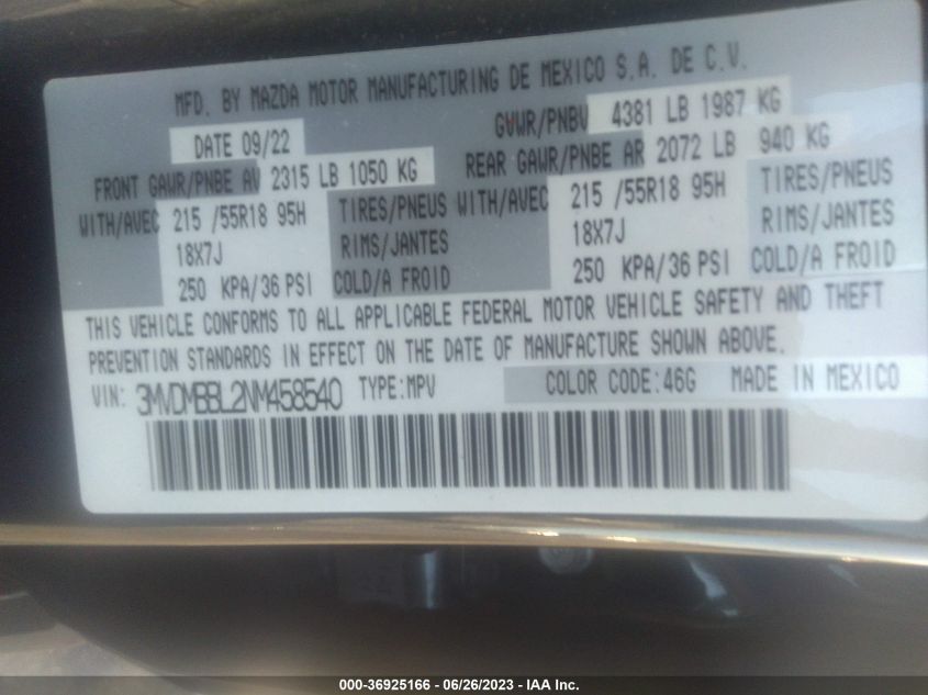 2022 MAZDA CX-30 2.5 S SELECT PACKAGE - 3MVDMBBL2NM458540