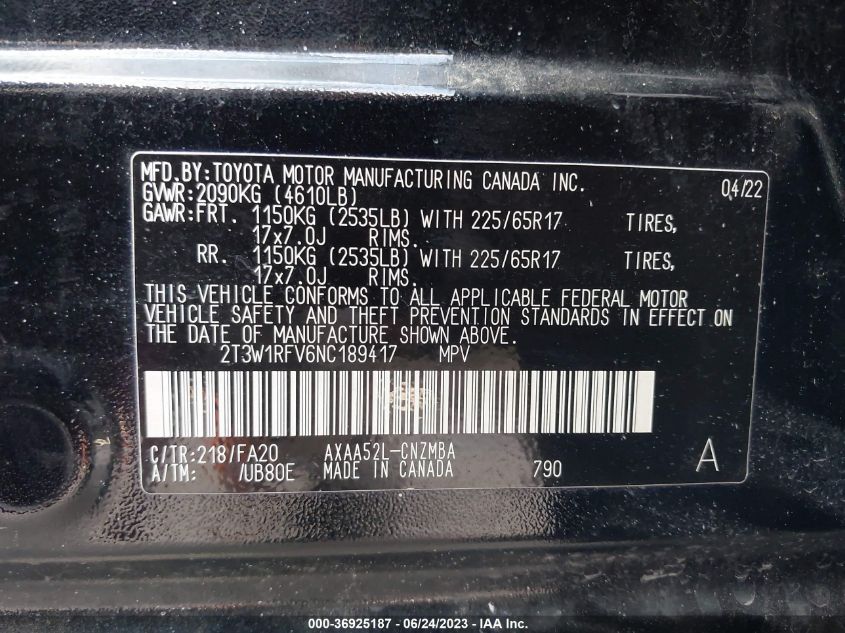 2022 TOYOTA RAV4 XLE/XLE PREMIUM - 002T3W1RFV6NC1894