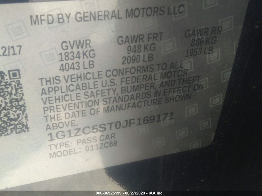 2018 CHEVROLET MALIBU LS - 1G1ZC5ST0JF169171