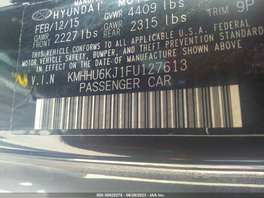 2015 HYUNDAI GENESIS COUPE 3.8L ULTIMATE KMHHU6KJ1FU127613