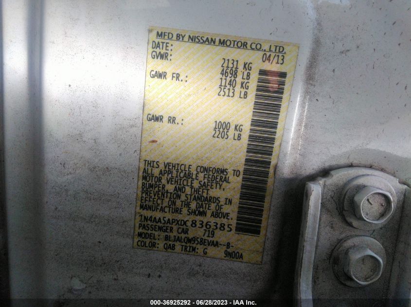 2013 NISSAN MAXIMA 3.5 S - 1N4AA5APXDC836385
