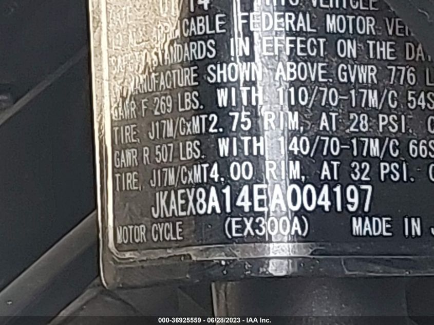 2014 KAWASAKI EX300 A - JKAEX8A14EA004197
