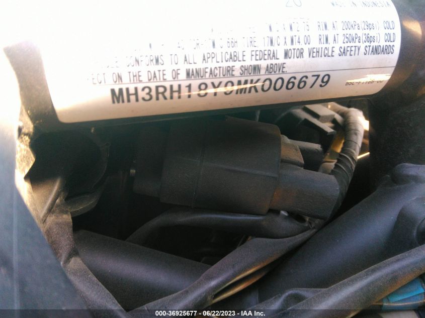 2021 YAMAHA YZFR3 A MH3RH18Y9MK006679