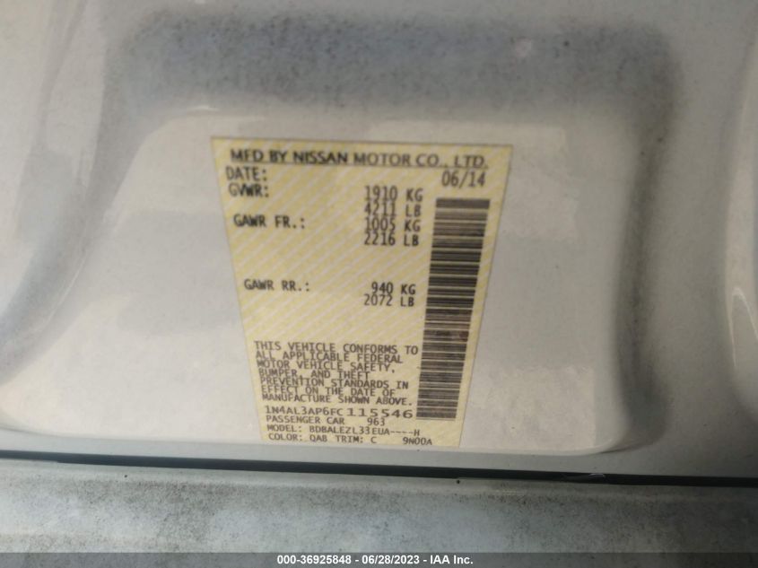 2015 NISSAN ALTIMA 2.5 S - 1N4AL3AP6FC115546