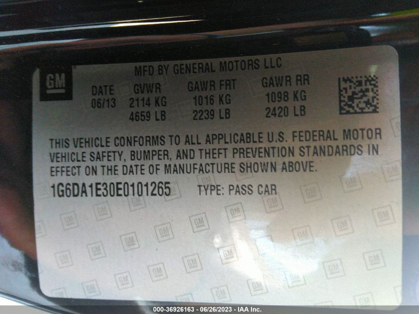 2014 CADILLAC CTS COUPE 1G6DA1E30E0101265