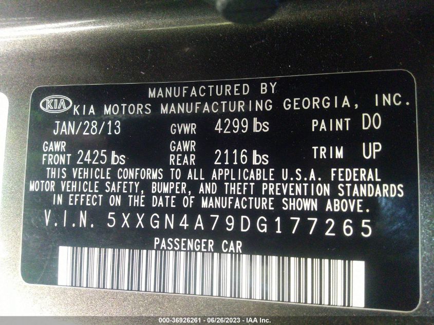 2013 KIA OPTIMA EX - 5XXGN4A79DG177265