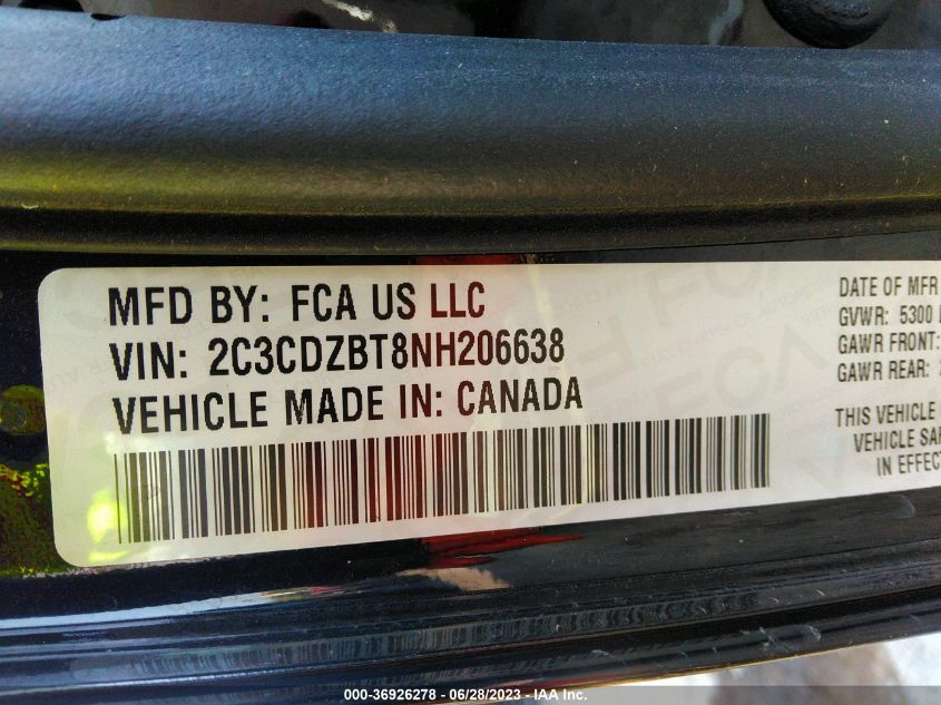 2022 DODGE CHALLENGER R/T - 2C3CDZBT8NH206638