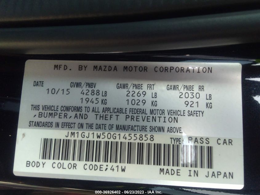 2016 MAZDA MAZDA6 I GRAND TOURING - JM1GJ1W50G1455858