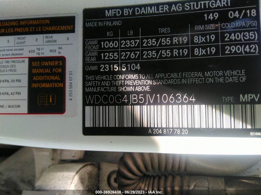 2018 MERCEDES-BENZ GLC GLC 300 - WDC0G4JB5JV106364
