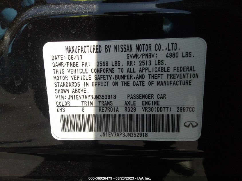 2018 INFINITI Q50 3.0T LUXE - JN1EV7AP3JM352918