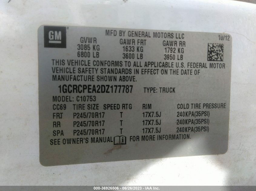 2013 CHEVROLET SILVERADO 1500 WORK TRUCK - 1GCRCPEA2DZ177787