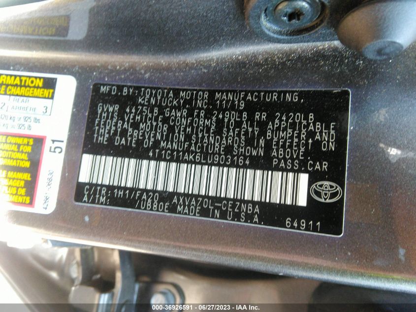 2020 TOYOTA CAMRY LE - 4T1C11AK6LU903164
