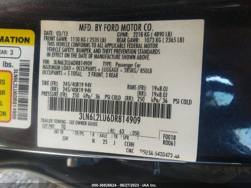 2013 LINCOLN MKZ HYBRID - 3LN6L2LU6DR814909