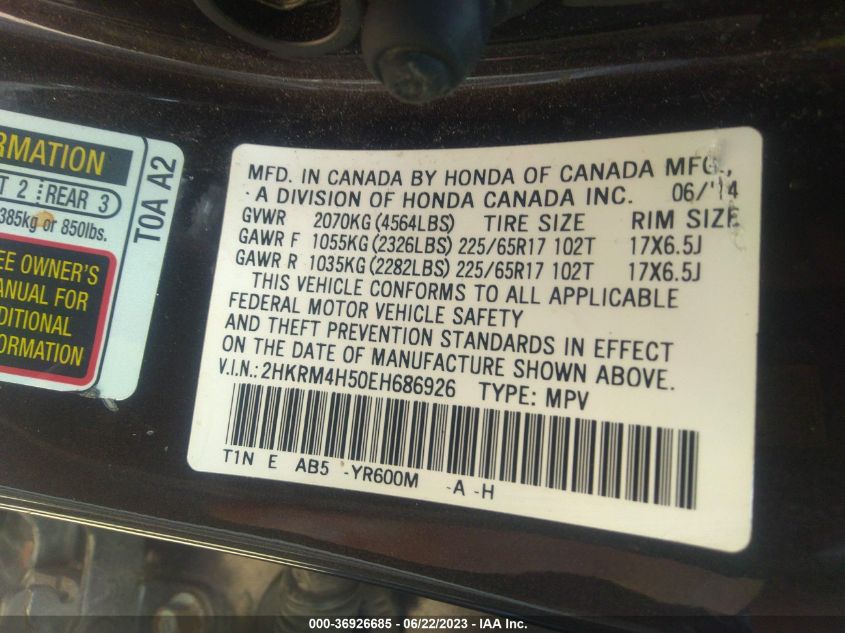2014 HONDA CR-V EX - 2HKRM4H50EH686926