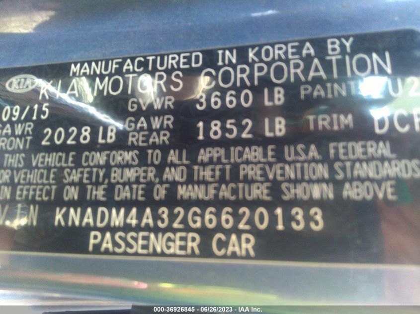 2016 KIA RIO LX - KNADM4A32G6620133