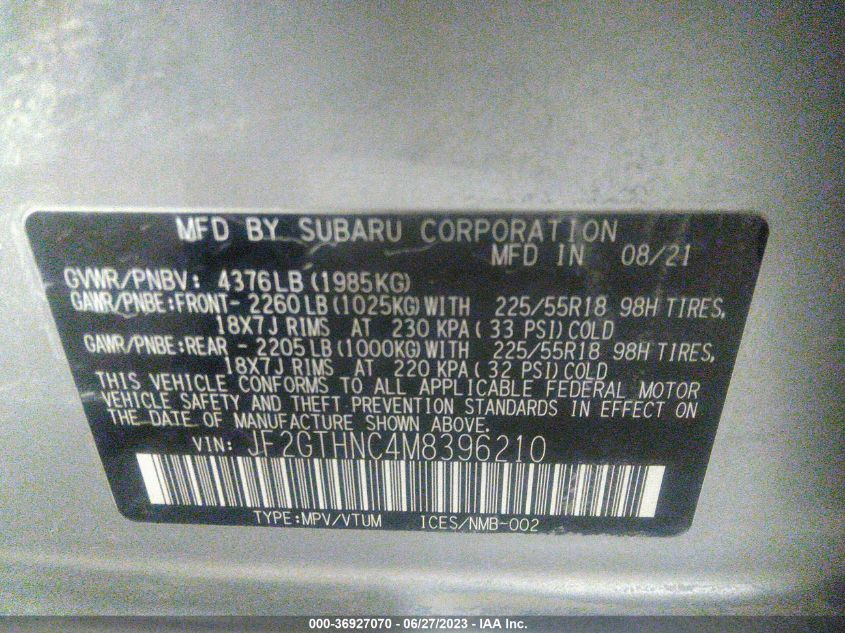 2021 SUBARU CROSSTREK LIMITED - JF2GTHNC4M8396210