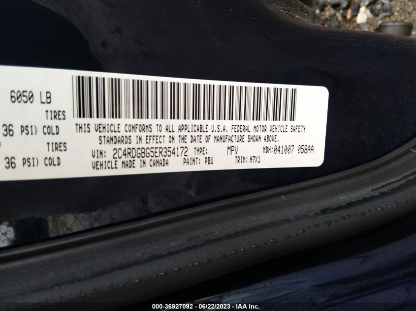 2014 DODGE GRAND CARAVAN SE - 2C4RDGBG5ER354172